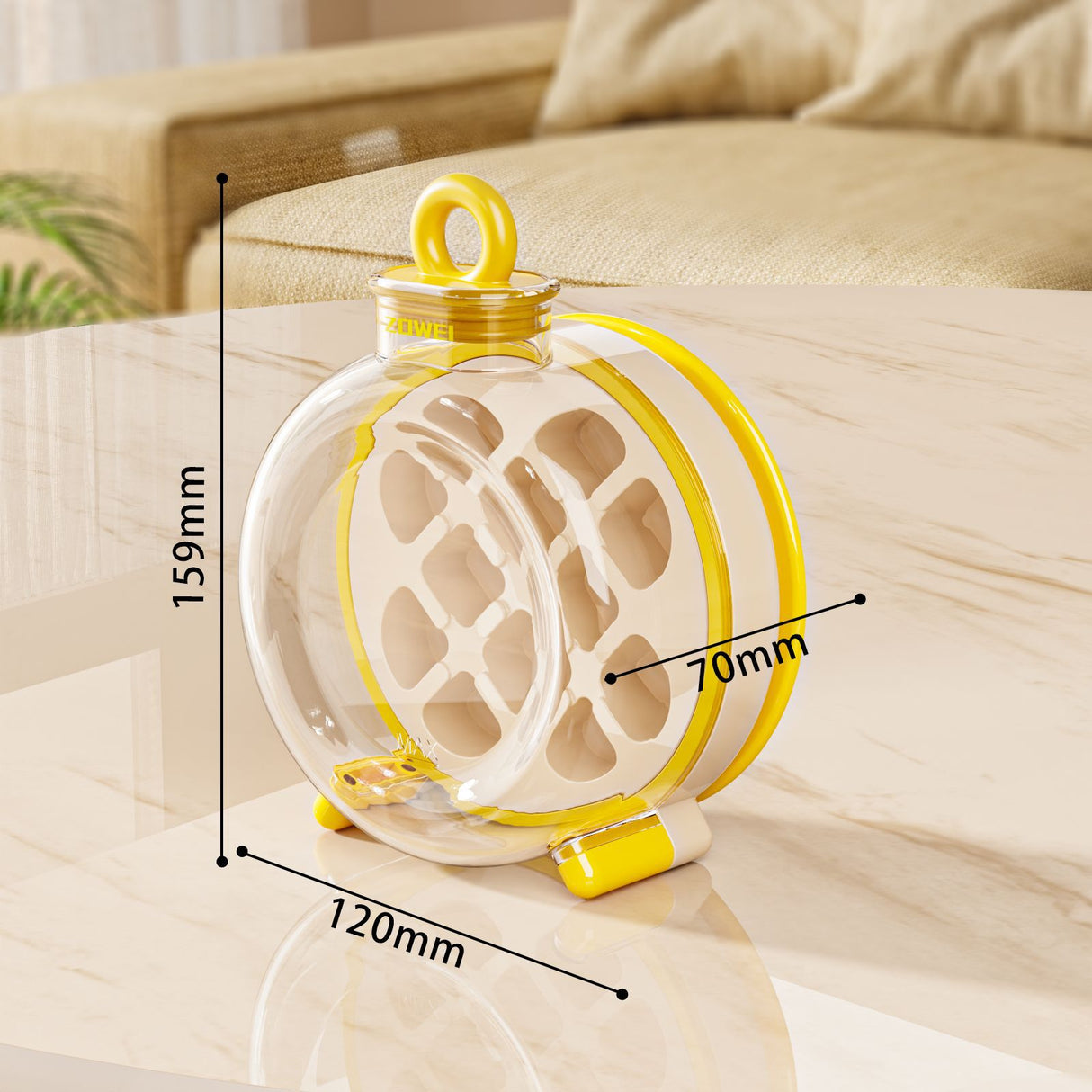 Yellow Portable Press-Release Ice Cube Maker Bottle - Makes 12 Cubes, Doubles as Bottle