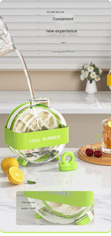 Red Portable Press-Release Ice Cube Maker Bottle - Makes 12 Cubes, Doubles as Bottle - Rear View