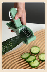 2 pcs Green 5-Blade Fruit & Vegetable Slicer for Crinkle Cuts - Kitchen Gadget - Side View