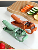 2 pcs (Orange+Green) 5-Blade Fruit & Vegetable Slicer for Crinkle Cuts - Kitchen Gadget - Front View