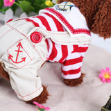 Red Cute Sailor Dog Outfit - Striped Shirt & Anchor Overalls for Small Dogs (Size : XL ) - Front View