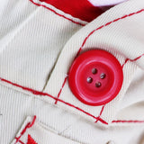 Red Cute Sailor Dog Outfit - Striped Shirt & Anchor Overalls for Small Dogs (Size : M )