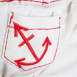Red Cute Sailor Dog Outfit - Striped Shirt & Anchor Overalls for Small Dogs (Size : M ) - Top-Down View