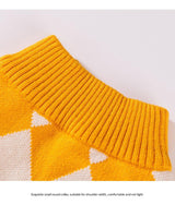Classic Argyle Dog Sweater - Yellow & White Knit for Corgis & Medium Breeds (Size : L) - 45-Degree Angle