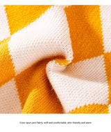 Classic Argyle Dog Sweater - Yellow & White Knit for Corgis & Medium Breeds (Size : L) - Rear View