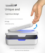 White 2-in-1 UV Sterilizer Box & Detachable Wand - For Phone, Jewelry, Masks - Top-Down View