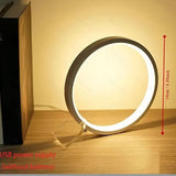 Modern LED Ring Desk Lamp - USB Powered, 3 Color Modes, Dimmable - Top-Down View