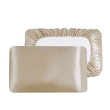 Champagne Silky Satin Pillowcase Pair - Smooth for Hair & Skin, Elastic Fitted (46x90+16cm)