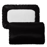 Black Silky Satin Pillowcase Pair - Smooth for Hair & Skin, Elastic Fitted (46x90+16cm)