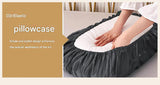Black Silky Satin Pillowcase Pair - Smooth for Hair & Skin, Elastic Fitted (46x90+16cm) - Top-Down View