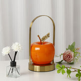 Orange Decorative Apple Table Lamp - USB-C,  3 Light Modes, Metal Handle