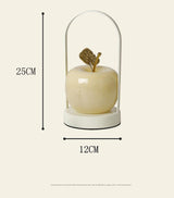 Yellow Decorative Apple Table Lamp - USB-C,  3 Light Modes, Metal Handle - Rear View