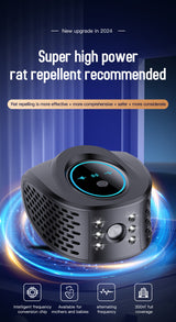 Black Advanced Ultrasonic Pest Repeller - Multi-Wave Tech for Mice, Roaches, Mosquitoes - Front View