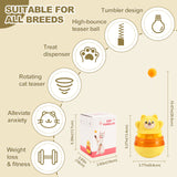 Yellow 3-in-1 Interactive Cat Toy - Tumbler, Treat Dispenser, Track & Teaser Ball - Side View