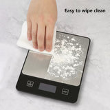 White Digital Kitchen Scale - Stainless Steel Food Scale for Baking & Cooking (10kg/1g) - 45-Degree Angle