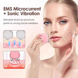 Pink Microcurrent Face Lifting Massager - Sonic Vibration, V-Shape Sculpting