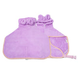 Purple Hooded Dog Bathrobe - Super Absorbent, Adjustable Fit, Cozy Pet Towel (Size : S) - Side View