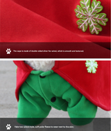 Christmas Dog Costume - Festive Hooded Cape & Green Jumpsuit Outfit (Size : L) - Rear View
