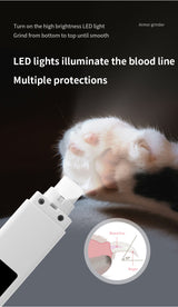 White Professional Pet Nail Grinder Kit - LCD, LED, Laser, for Dogs & Cats - Close-Up Angle