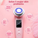 Portable EMS Face Sculpting Tool - LED Photon, Hot Compress, Vibration for Radiant & Firm Skin - 45-Degree Angle