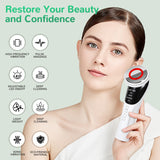 Cold Photon LED Light Therapy Facial Massager - EMS, Hot Compress, Skin Rejuvenation Wand - Top-Down View