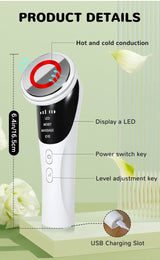 Cold Photon LED Light Therapy Facial Massager - EMS, Hot Compress, Skin Rejuvenation Wand - Rear View