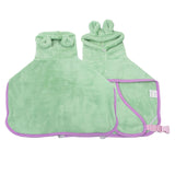 Green Hooded Dog Bathrobe - Super Absorbent, Adjustable Fit, Cozy Pet Towel (Size : M) - Front View
