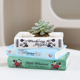 Literary Book Vase - Creative Ceramic Planter & Desk Organizer(Stack of books) - Front View