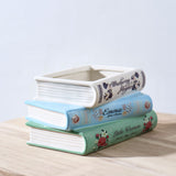 Literary Book Vase - Creative Ceramic Planter & Desk Organizer(Stack of books) - Side View