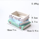 Literary Book Vase - Creative Ceramic Planter & Desk Organizer(Stack of books) - Top-Down View