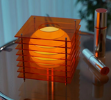 Minimalist Layered Acrylic Moon Lamp - USB Touch Dimmable (Sunset Orange Moon Lamp) - 45-Degree Angle