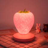 Pink Cute Silicone Strawberry Night Light - USB Rechargeable, Touch Control - Front View