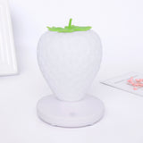 White Cute Silicone Strawberry Night Light - USB Rechargeable, Touch Control