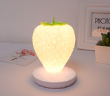 White Cute Silicone Strawberry Night Light - USB Rechargeable, Touch Control - Side View