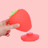 Red Cute Silicone Strawberry Night Light - USB Rechargeable, Touch Control - Front View