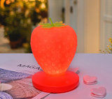 Red Cute Silicone Strawberry Night Light - USB Rechargeable, Touch Control - Top-Down View