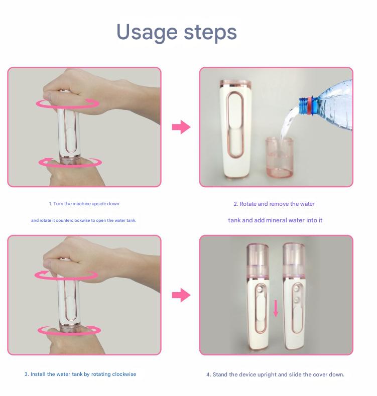 Blue Dual Nozzle Nano Facial Mister - USB Rechargeable Hydrating Spray