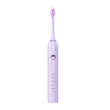 Advanced Sonic Toothbrush: 5 Cleaning Modes, 2-Min Timer, USB Fast Charge, Purple (4 brush heads + bracket + toothbrush box) - Front View