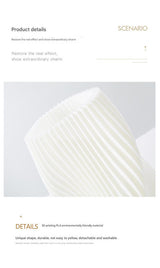 Unique Pleated Design Table Lamp - 3D Printed Washable Shade, Wooden Base, Adjustable LED (Three-star rotation)