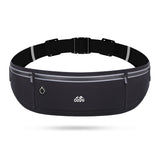 Black Adjustable Running Belt - Fits Large Phones, Reflective, Earphone Port