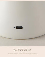 Black Mushroom LED Table Lamp - Rechargeable, 3-Color Touch Dimmable, USB-C - Rear View