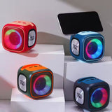 Orange And Black T&G Portable Cube Bluetooth Speaker - RGB Lights, FM Radio, Multi-Input Sound System - Front View