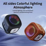 Orange And Black T&G Portable Cube Bluetooth Speaker - RGB Lights, FM Radio, Multi-Input Sound System - Side View