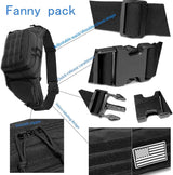 Black Rugged Tactical Waist Pack - MOLLE Outdoor Fanny Bag for Hiking Cycling & Travel - Top-Down View