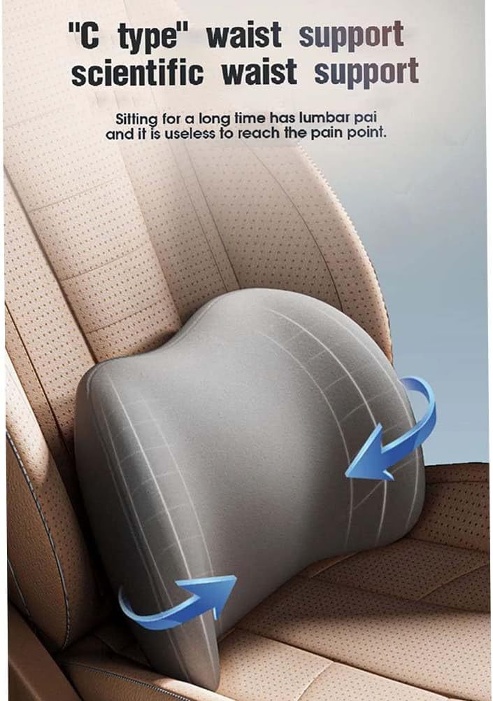 Black Ergonomic Memory Foam Car Headrest & Lumbar Support Cushion Set - Driving Comfort Neck & Back Pillow