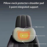 Blue Ergonomic Memory Foam Car Headrest & Lumbar Support Cushion Set - Driving Comfort Neck & Back Pillow - Top-Down View