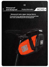 Green And Black Water-Resistant Bicycle Saddle Bag - 1.3L Reflective Seat Pack for Road & Mountain Bikes - 45-Degree Angle