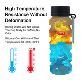 Pink Collapsible Silicone Water Bottle - 510ml Portable Food-Grade Travel & Sports Drink Flask - Low Angle