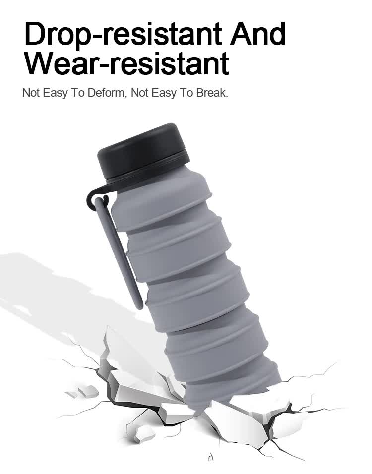 Pink Collapsible Silicone Water Bottle - 510ml Portable Food-Grade Travel & Sports Drink Flask