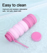Brown Collapsible Silicone Water Bottle - 510ml Portable Food-Grade Travel & Sports Drink Flask